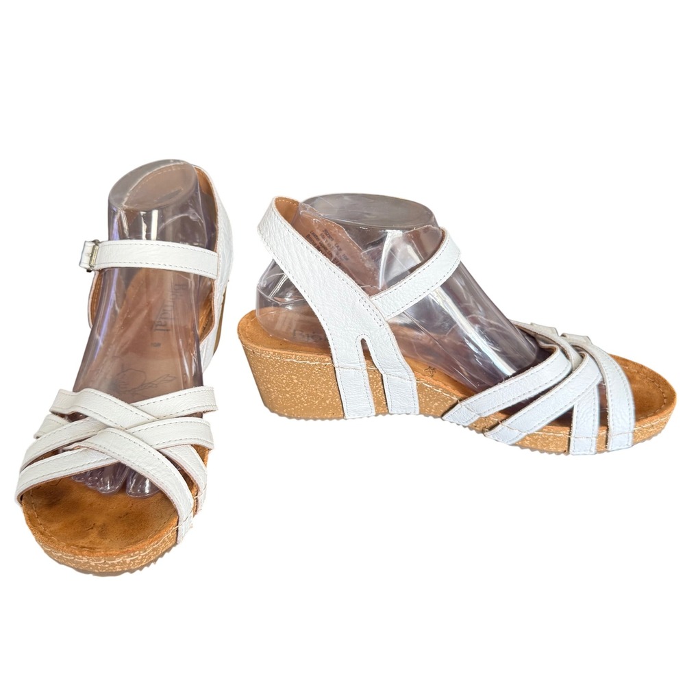 Women's White Strappy Wedge Sandals
